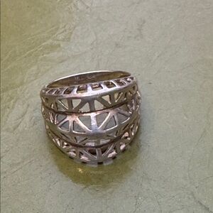 Silver Geometric Statement Ring size 8